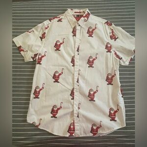 Denim & Flower Festive Santa Print Shirt - Red and White